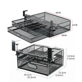 Under Desk 2-Layer Drawer Storage Basket Office Desk Cosmetics Stationery Storage Rack, Small 031, Large 032