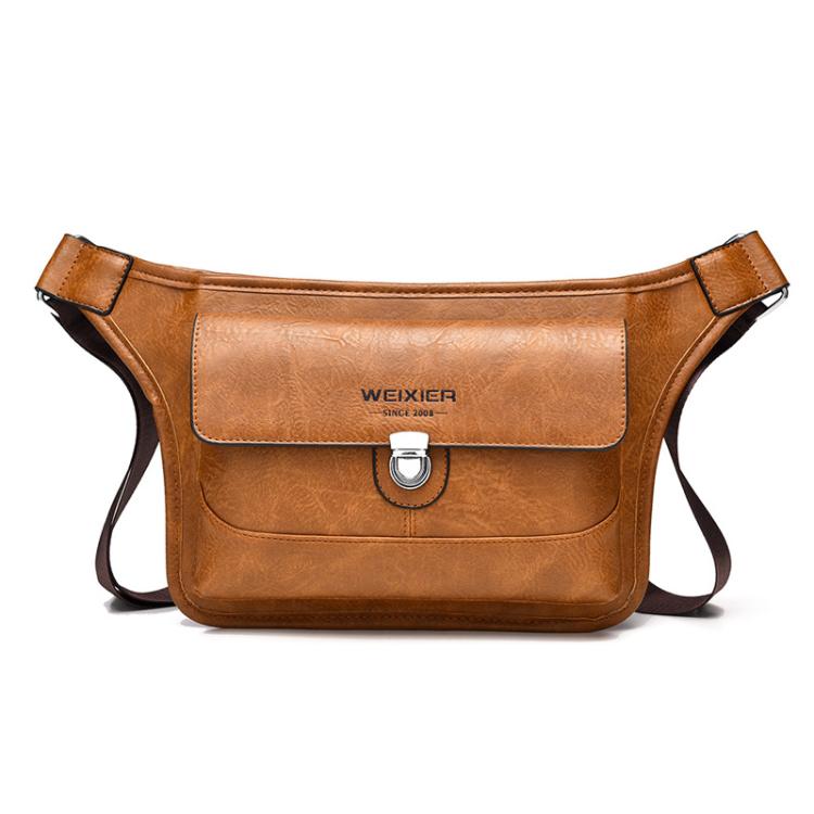 WEIXIER D826 Large-Capacity Men Crossbody Bag PU Leather Vintage Waterproof Shoulder Bag