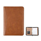 A5 PU Leather Zipper Organizer & Refillable Notebook with 8-Digit Calculator, Multi-Card Slots & Receipt Compartment, Black, Brown, Lake Blue