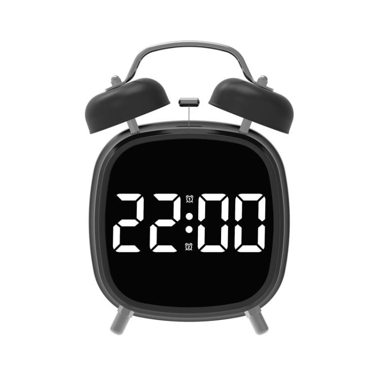 Loud Metal Powerful Ringing Clock LED Multifunction Clock, Black Shell White Light, Black Shell Green Light, Black Shell Blue Light, Black Shell Red Light, White Shell White Light, White Shell Green Light, White Shell Blue Light, White Shell Red Light