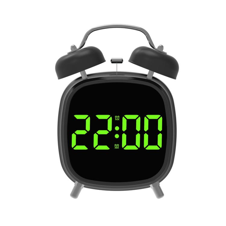 Loud Metal Powerful Ringing Clock LED Multifunction Clock, Black Shell White Light, Black Shell Green Light, Black Shell Blue Light, Black Shell Red Light, White Shell White Light, White Shell Green Light, White Shell Blue Light, White Shell Red Light