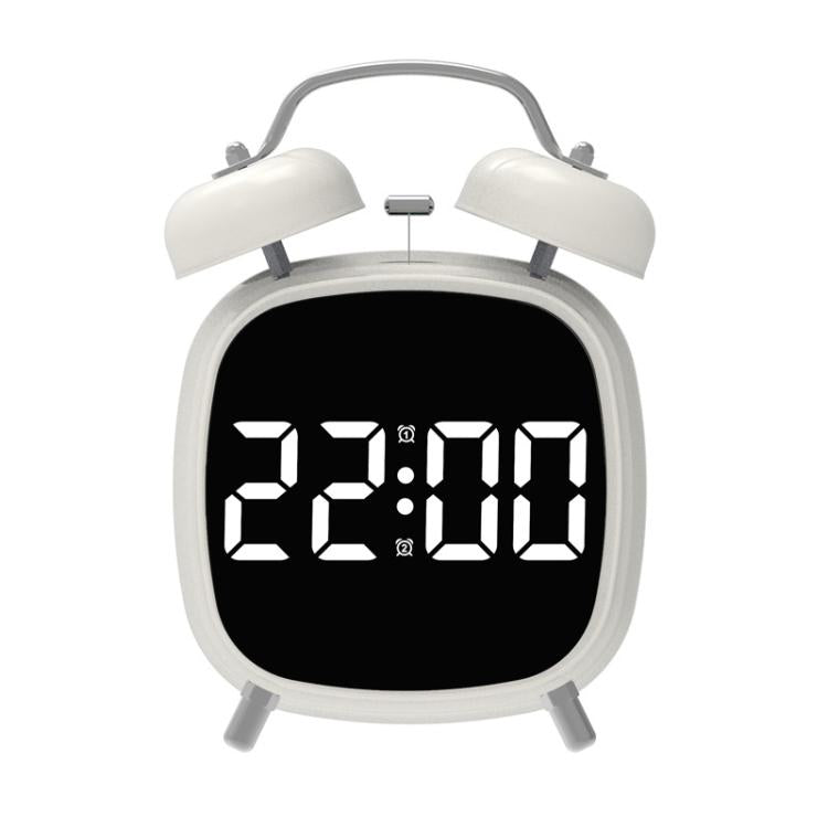 Loud Metal Powerful Ringing Clock LED Multifunction Clock, Black Shell White Light, Black Shell Green Light, Black Shell Blue Light, Black Shell Red Light, White Shell White Light, White Shell Green Light, White Shell Blue Light, White Shell Red Light