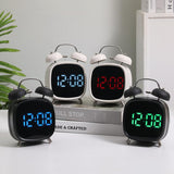 Loud Metal Powerful Ringing Clock LED Multifunction Clock, Black Shell White Light, Black Shell Green Light, Black Shell Blue Light, Black Shell Red Light, White Shell White Light, White Shell Green Light, White Shell Blue Light, White Shell Red Light