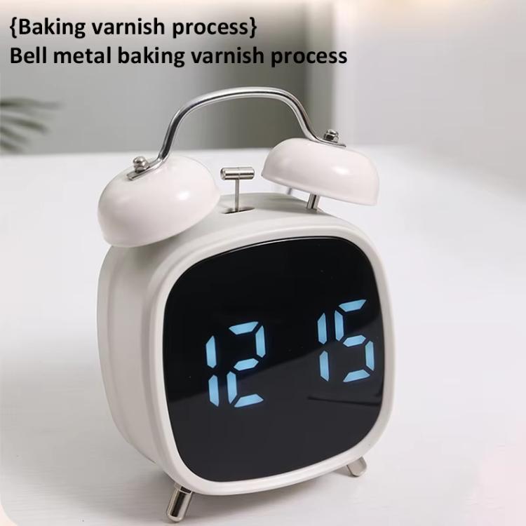 Loud Metal Powerful Ringing Clock LED Multifunction Clock, Black Shell White Light, Black Shell Green Light, Black Shell Blue Light, Black Shell Red Light, White Shell White Light, White Shell Green Light, White Shell Blue Light, White Shell Red Light