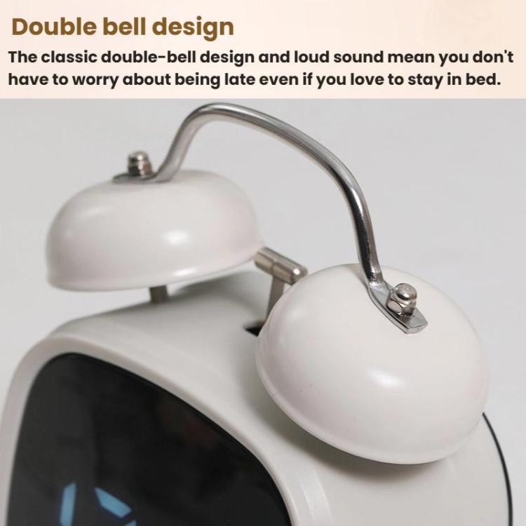 Loud Metal Powerful Ringing Clock LED Multifunction Clock, Black Shell White Light, Black Shell Green Light, Black Shell Blue Light, Black Shell Red Light, White Shell White Light, White Shell Green Light, White Shell Blue Light, White Shell Red Light