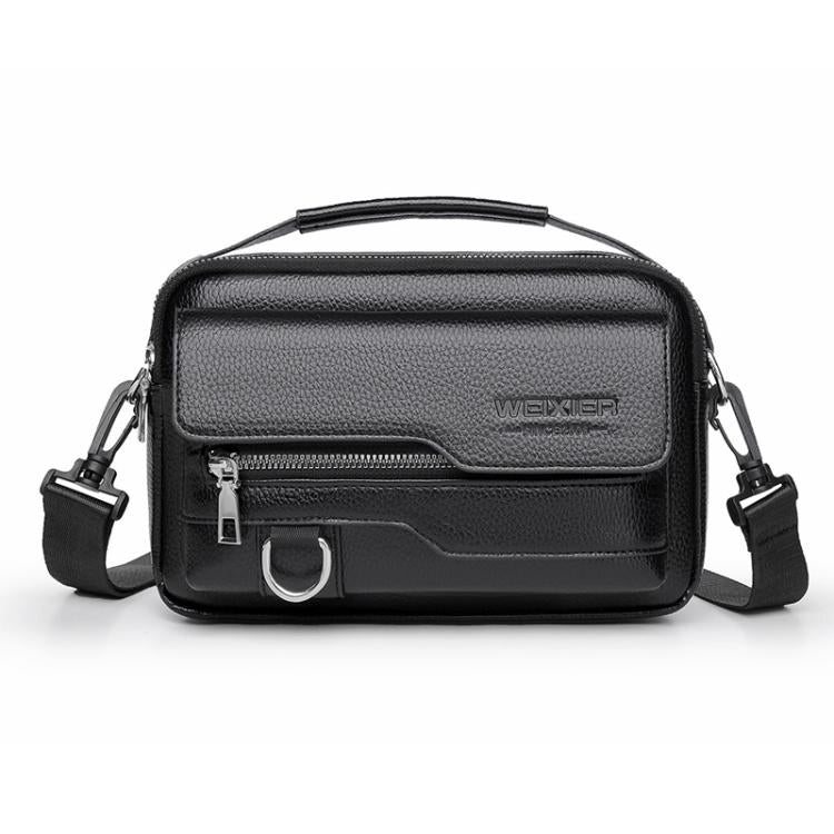 WEIXIER D823 Men PU Waterproof Flip-Top Crossbody Bag Commuting Shoulder Bag