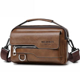 WEIXIER D823 Men PU Waterproof Flip-Top Crossbody Bag Commuting Shoulder Bag