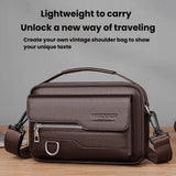 WEIXIER D823 Men PU Waterproof Flip-Top Crossbody Bag Commuting Shoulder Bag