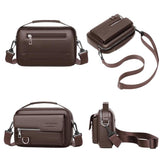 WEIXIER D823 Men PU Waterproof Flip-Top Crossbody Bag Commuting Shoulder Bag