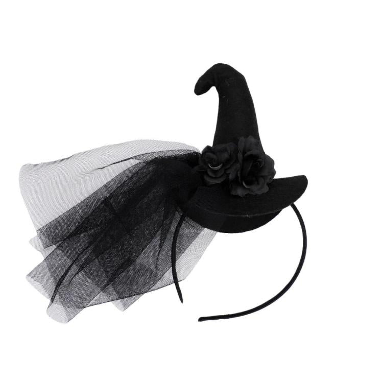 Lace Headband Retro Mesh Witch Hat Halloween Headpiece Party Costume