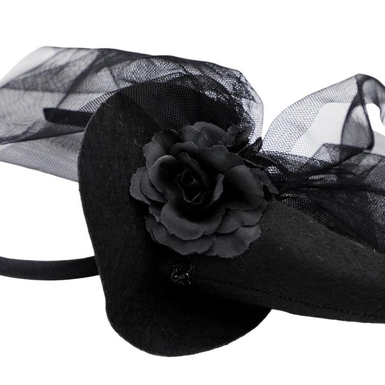 Lace Headband Retro Mesh Witch Hat Halloween Headpiece Party Costume