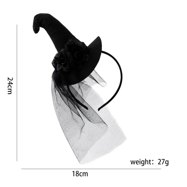 Lace Headband Retro Mesh Witch Hat Halloween Headpiece Party Costume