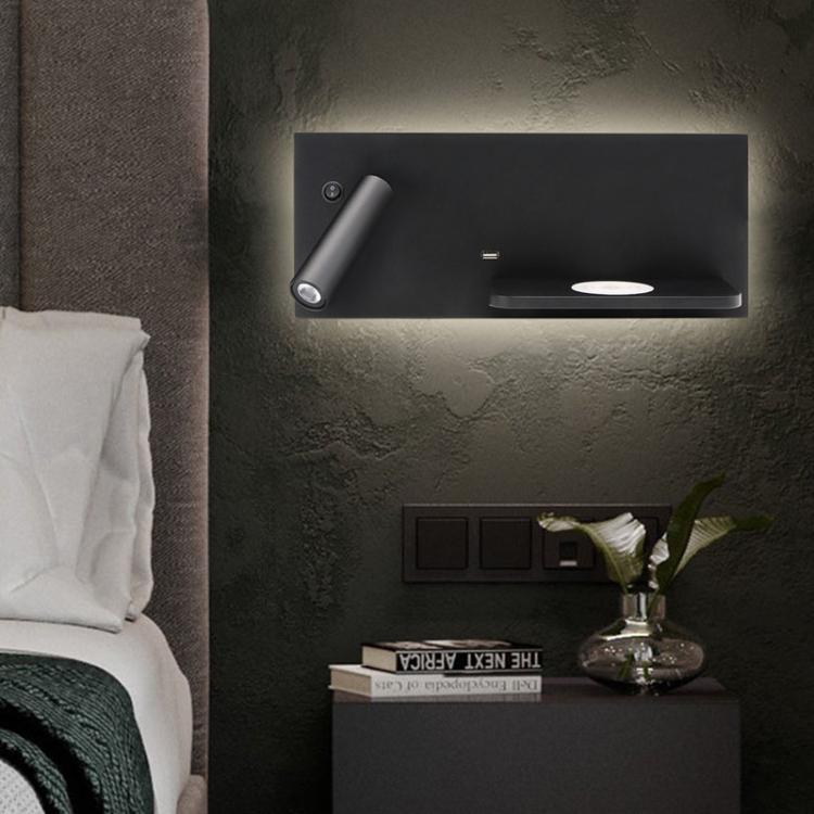 Simple Bedroom Bedside LED Wall Lamp Hotel Room USB Reading Light, Right