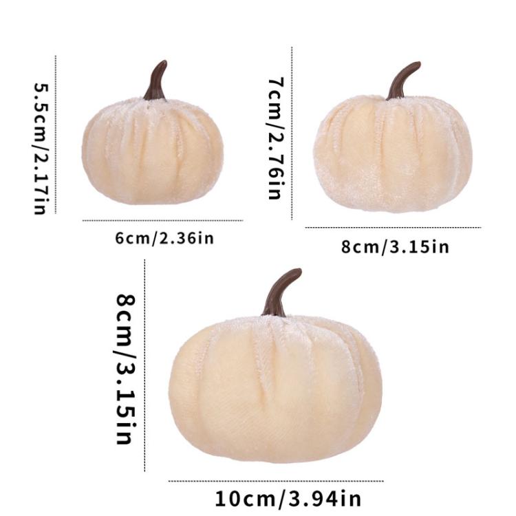 Halloween Flannel Simulation Pumpkin Ornament Holiday Decorations, 6cm, 8cm, 10cm