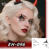 10pcs Halloween Temporary Tattoo Stickers Waterproof Facial Scar Makeup Stickers, EH-093, EH-095, EH-096, EH-101, EH-103, EH-104, EH-105, EH-106, EH-107, EH-110, EH-112, EH-126, EH-127, EH-128, EH-131, EH-132
