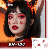 10pcs Halloween Temporary Tattoo Stickers Waterproof Facial Scar Makeup Stickers, EH-093, EH-095, EH-096, EH-101, EH-103, EH-104, EH-105, EH-106, EH-107, EH-110, EH-112, EH-126, EH-127, EH-128, EH-131, EH-132