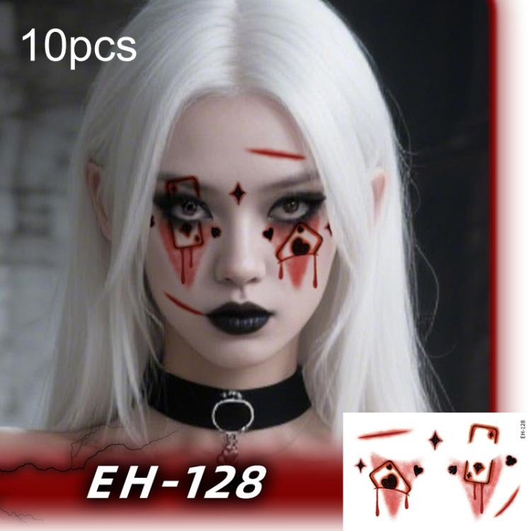 10pcs Halloween Temporary Tattoo Stickers Waterproof Facial Scar Makeup Stickers, EH-093, EH-095, EH-096, EH-101, EH-103, EH-104, EH-105, EH-106, EH-107, EH-110, EH-112, EH-126, EH-127, EH-128, EH-131, EH-132