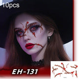 10pcs Halloween Temporary Tattoo Stickers Waterproof Facial Scar Makeup Stickers, EH-093, EH-095, EH-096, EH-101, EH-103, EH-104, EH-105, EH-106, EH-107, EH-110, EH-112, EH-126, EH-127, EH-128, EH-131, EH-132