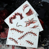 10pcs Halloween Temporary Tattoo Stickers Waterproof Facial Scar Makeup Stickers, EH-093, EH-095, EH-096, EH-101, EH-103, EH-104, EH-105, EH-106, EH-107, EH-110, EH-112, EH-126, EH-127, EH-128, EH-131, EH-132