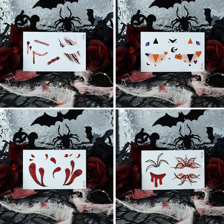 10pcs Halloween Temporary Tattoo Stickers Waterproof Facial Scar Makeup Stickers, EH-093, EH-095, EH-096, EH-101, EH-103, EH-104, EH-105, EH-106, EH-107, EH-110, EH-112, EH-126, EH-127, EH-128, EH-131, EH-132