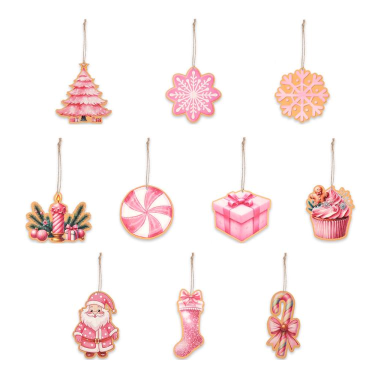 10pcs /Pack Wooden Christmas Decoration Hanging Christmas Tree Arrangement Small Wooden Piece Hanging Decoration, 10pcs /Pack Wooden