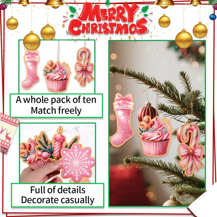 10pcs /Pack Wooden Christmas Decoration Hanging Christmas Tree Arrangement Small Wooden Piece Hanging Decoration, 10pcs /Pack Wooden