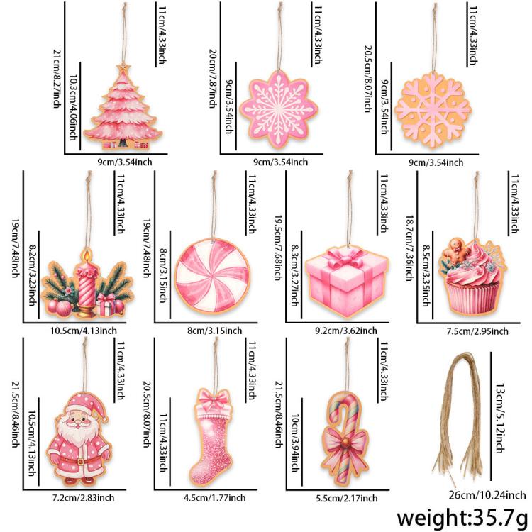 10pcs /Pack Wooden Christmas Decoration Hanging Christmas Tree Arrangement Small Wooden Piece Hanging Decoration, 10pcs /Pack Wooden