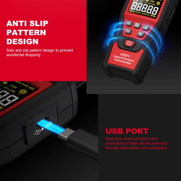 HABOTEST Photoelectric Digital Display Handheld Tachometer