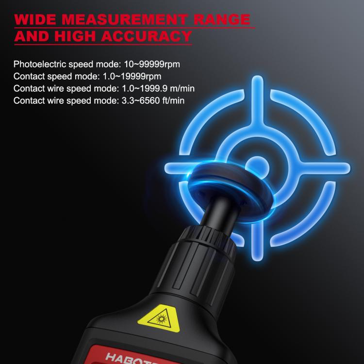 HABOTEST Photoelectric Digital Display Handheld Tachometer
