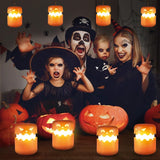 Halloween Pumpkin Lantern With Double-Sided LED Faces Collapsible Rechargeable Night Light