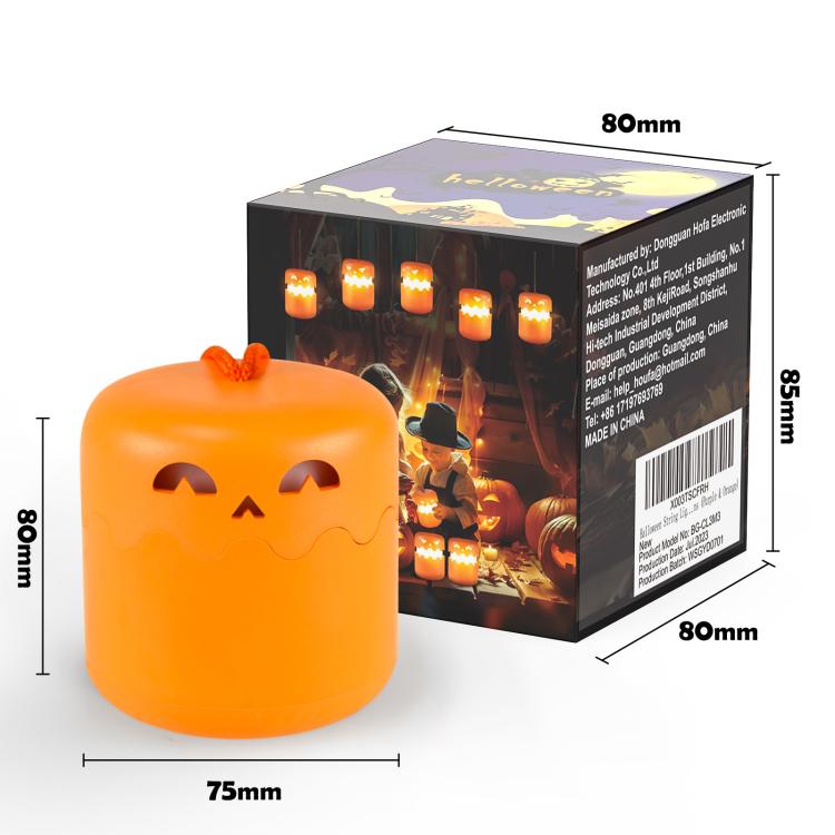 Halloween Pumpkin Lantern With Double-Sided LED Faces Collapsible Rechargeable Night Light