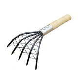 Clam Rake With Mesh Pocket Seaside Beach Rake Wooden Handle Small Iron Rake Tool, Short, Long