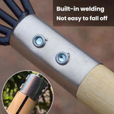 Clam Rake With Mesh Pocket Seaside Beach Rake Wooden Handle Small Iron Rake Tool, Short, Long