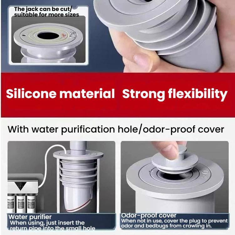 Pipe Universal Silicone Seal Ring Bathroom Kitchen Sewer One Way Check Valve, 35-40mm, 45-50mm, 60-65mm, 70-75mm
