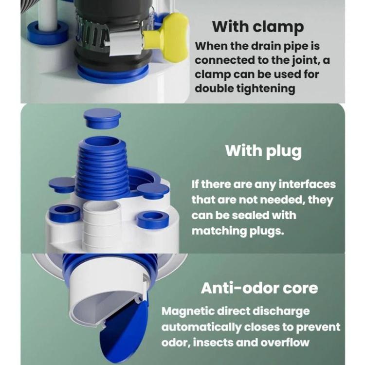 50/63/75mm PVC Pipe Universal Anti-Odor Seal Plug Kitchen Multi-Functional Drain Diverter