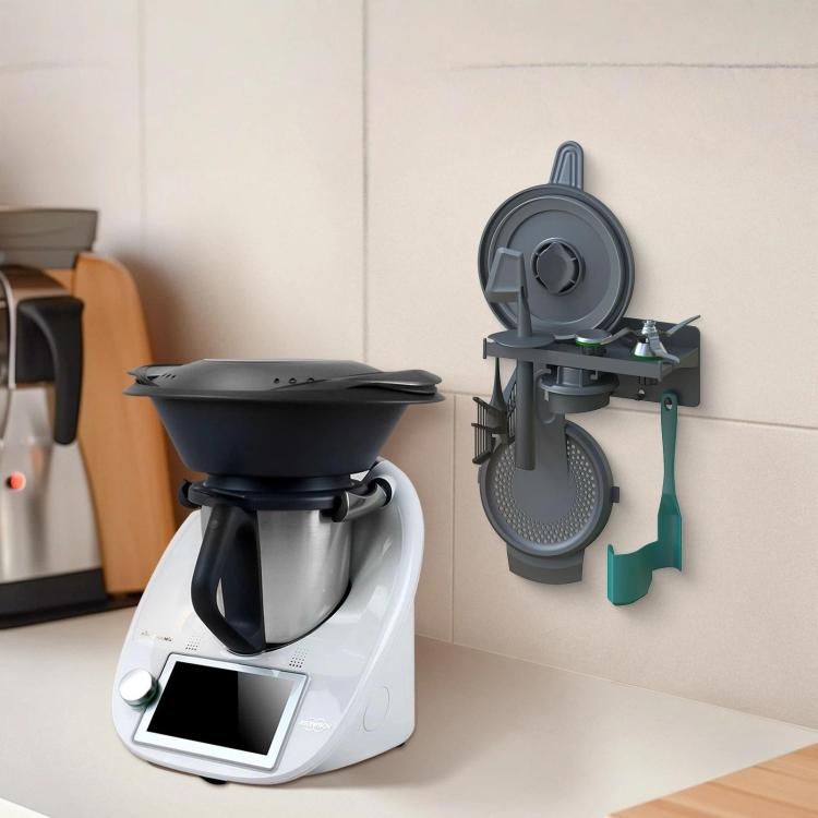 Wall-Mounted Rack for Thermomix TM31/TM5/TM6 Accessory Organizer Space-Saving Storage Shelf with Hooks
