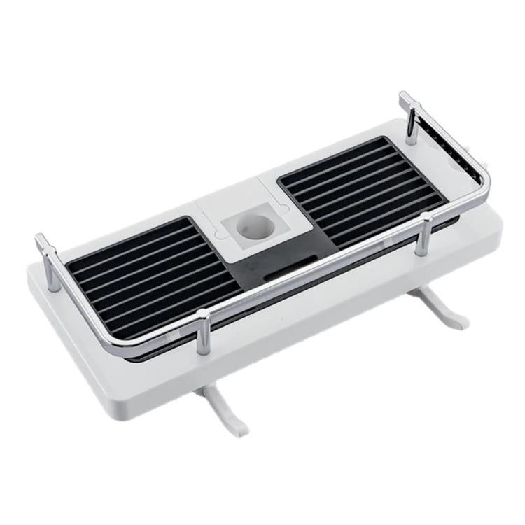 Shower Rod Shelf Elevated Shower Tray Multifunctional Bathroom Storage Rack, Circular Hole White, Square Hole White, Circular Hole Black, Square Hole Black
