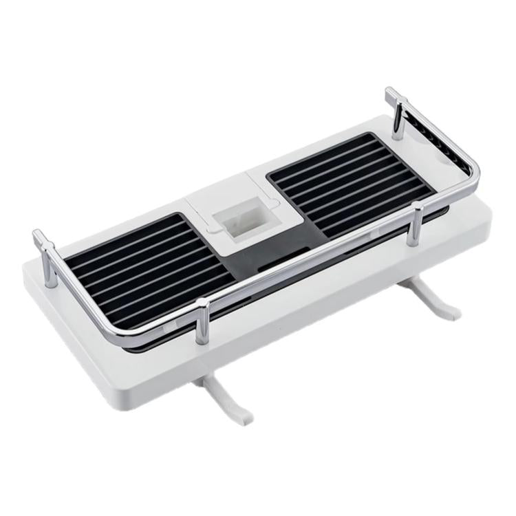 Shower Rod Shelf Elevated Shower Tray Multifunctional Bathroom Storage Rack, Circular Hole White, Square Hole White, Circular Hole Black, Square Hole Black