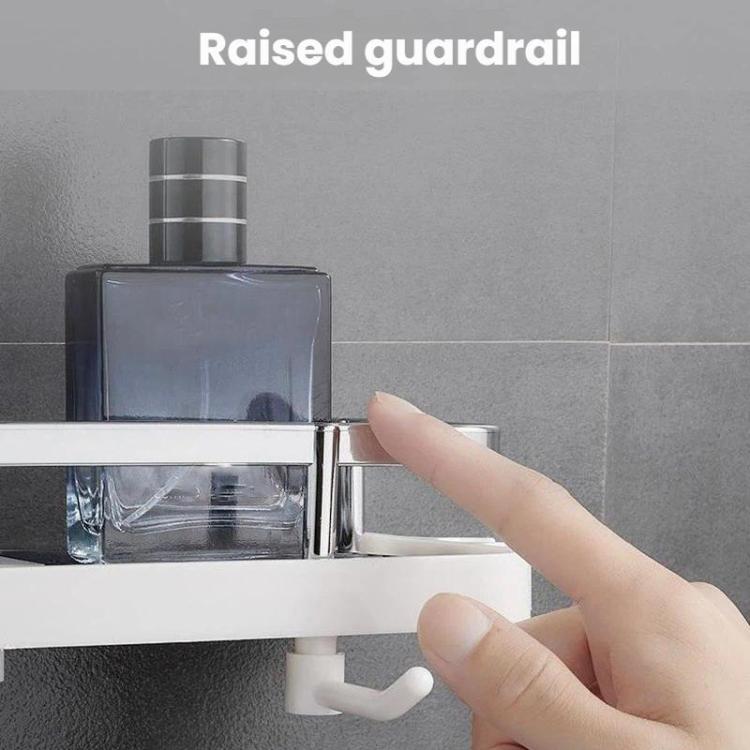 Shower Rod Shelf Elevated Shower Tray Multifunctional Bathroom Storage Rack, Circular Hole White, Square Hole White, Circular Hole Black, Square Hole Black