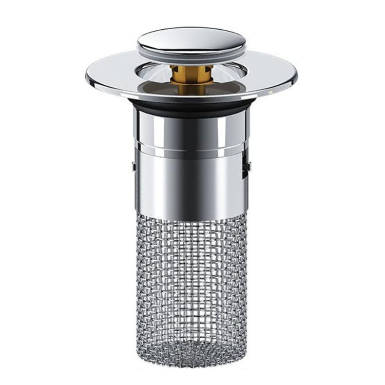 A2 Wire Basket Long Copper Core Basin Drainer Bouncing Core Washbasin Leakage Plug, Large Caliber 33-40mm, Small Caliber 29-32mm