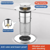 A2 Wire Basket Long Copper Core Basin Drainer Bouncing Core Washbasin Leakage Plug, Large Caliber 33-40mm, Small Caliber 29-32mm