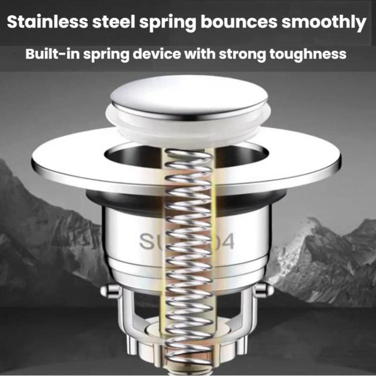 A2 Wire Basket Long Copper Core Basin Drainer Bouncing Core Washbasin Leakage Plug, Large Caliber 33-40mm, Small Caliber 29-32mm