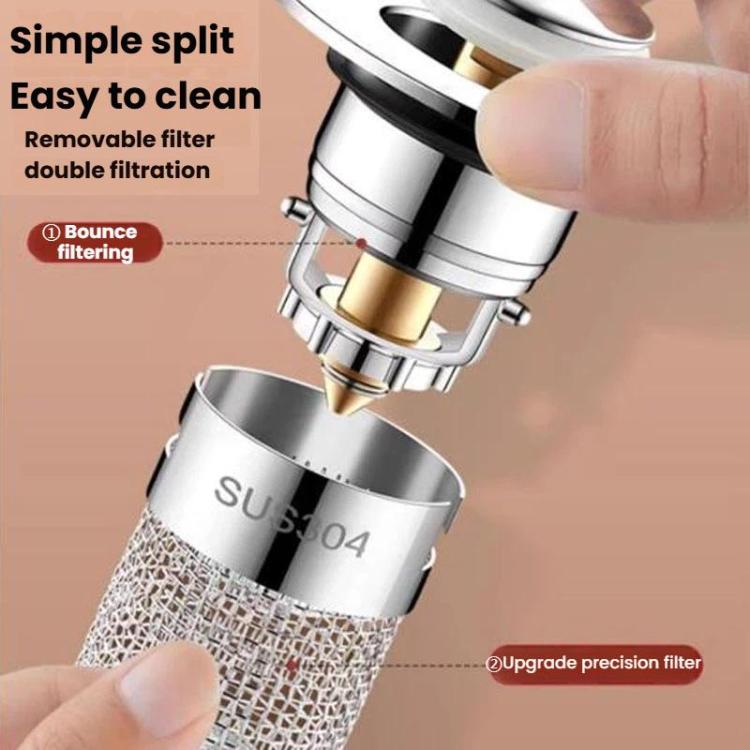 A2 Wire Basket Long Copper Core Basin Drainer Bouncing Core Washbasin Leakage Plug, Large Caliber 33-40mm, Small Caliber 29-32mm