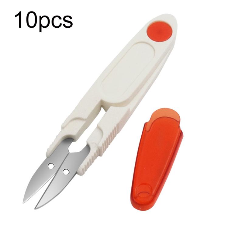 10pcs Household Cross Stitch Clothing Thread Transparent Cover Scissors, Purple, Yellow, Blue, Red
