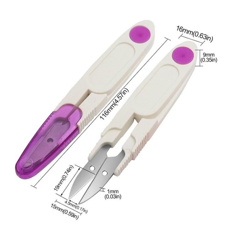 10pcs Household Cross Stitch Clothing Thread Transparent Cover Scissors, Purple, Yellow, Blue, Red