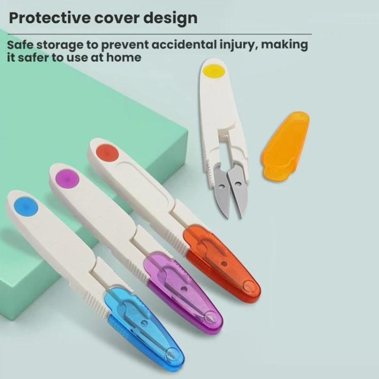 10pcs Household Cross Stitch Clothing Thread Transparent Cover Scissors, Purple, Yellow, Blue, Red