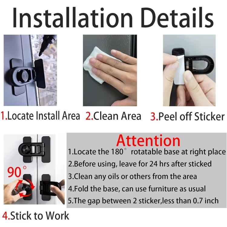 2pcs Child Proof Refrigerator Lock No-Drill Anti-Pinch Baby Safety Lock