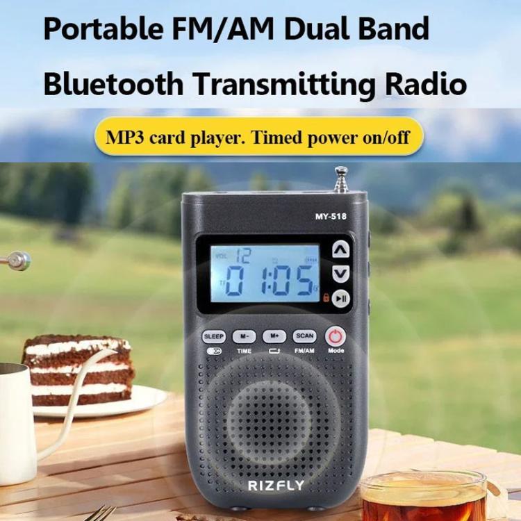 RIZFLY MY518 Portable FM/AM 2-Band Bluetooth Transmitter Radio