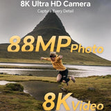 DC226 8K Camcorder With Front/Rear 48MP Dual Cameras, 3.2-Inch HD Touch Screen, LED Flash, HDMI Output & WiFi Transfer, EU Plug, US Plug, UK Plug