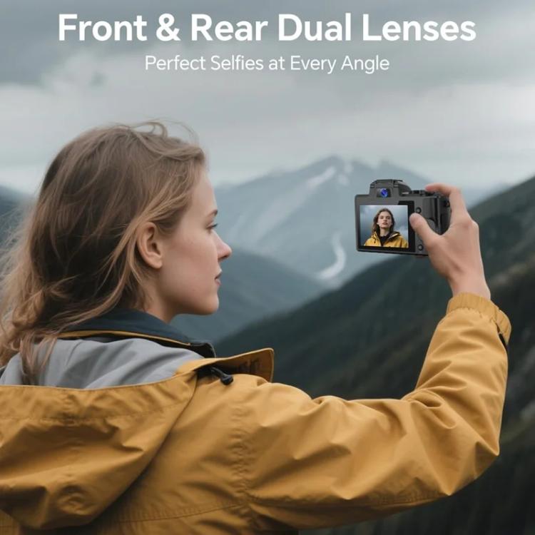 DC226 8K Camcorder With Front/Rear 48MP Dual Cameras, 3.2-Inch HD Touch Screen, LED Flash, HDMI Output & WiFi Transfer, EU Plug, US Plug, UK Plug